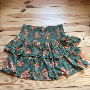 Floral Green Ruffle Skirt - Aerie